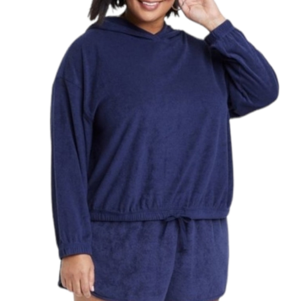 Women's Plus Size Long Sleeve Terry Hooded Shirt | Ava & Viv | 2X - Picture 14 of 14